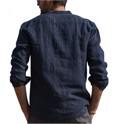 Cotton Linen Men's Long Sleeved Shirts Plus Size