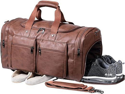 21 Men's Leather Large Carry-On Travel Duffel Bag