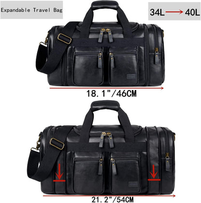 21 Men's Leather Expandable Duffel Bag