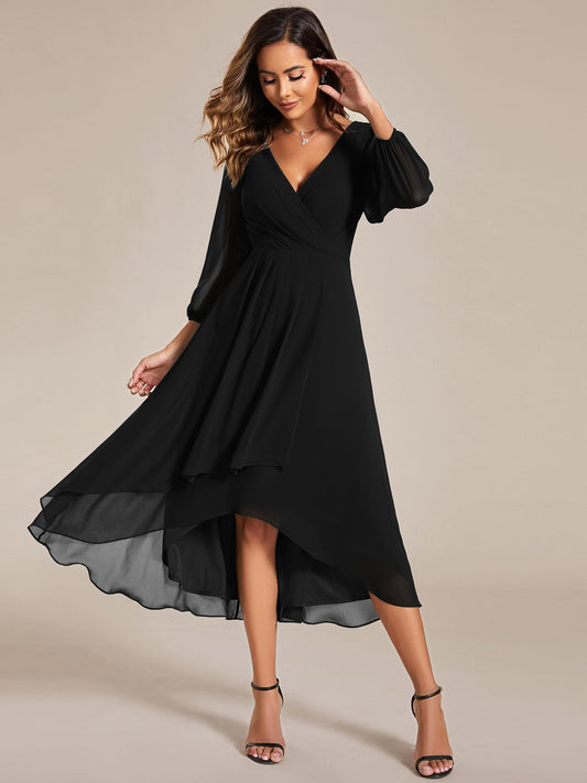 Women's Chiffon V Neck Long Sleeves  Dress