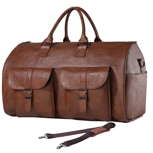 22 Men's Classic Leather Duffel Bag