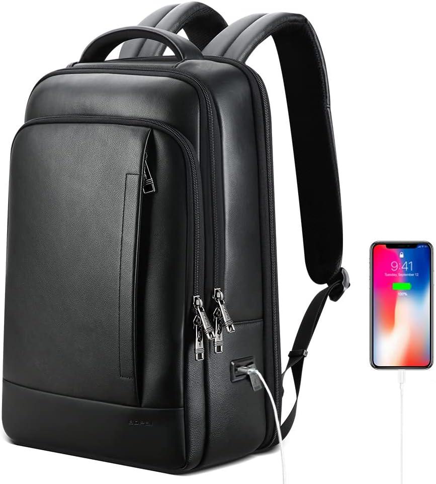 18 Men's Leather Multi-Functional Business Backpack