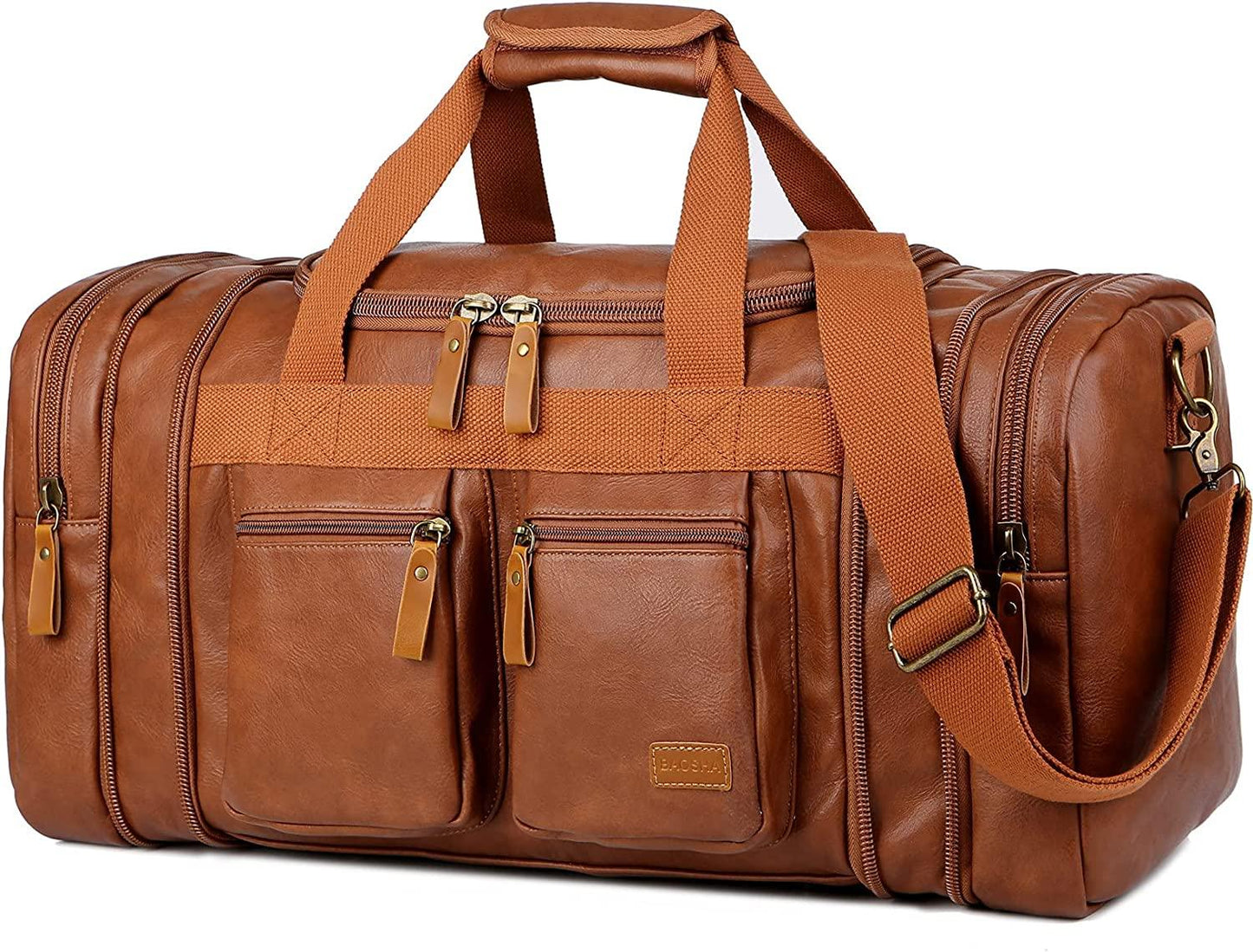 21 Men's Leather Expandable Duffel Bag