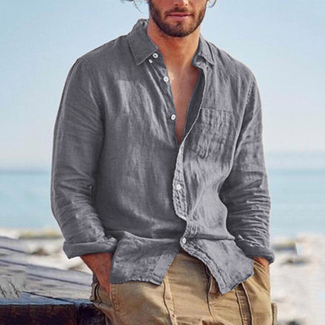 Men Shirts Loose Cotton Linen