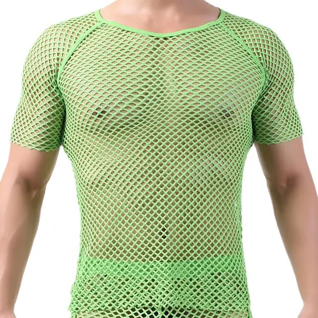 Men's Sexy Mesh See-Through T-Shirts | Short Sleeve O-neck Tees