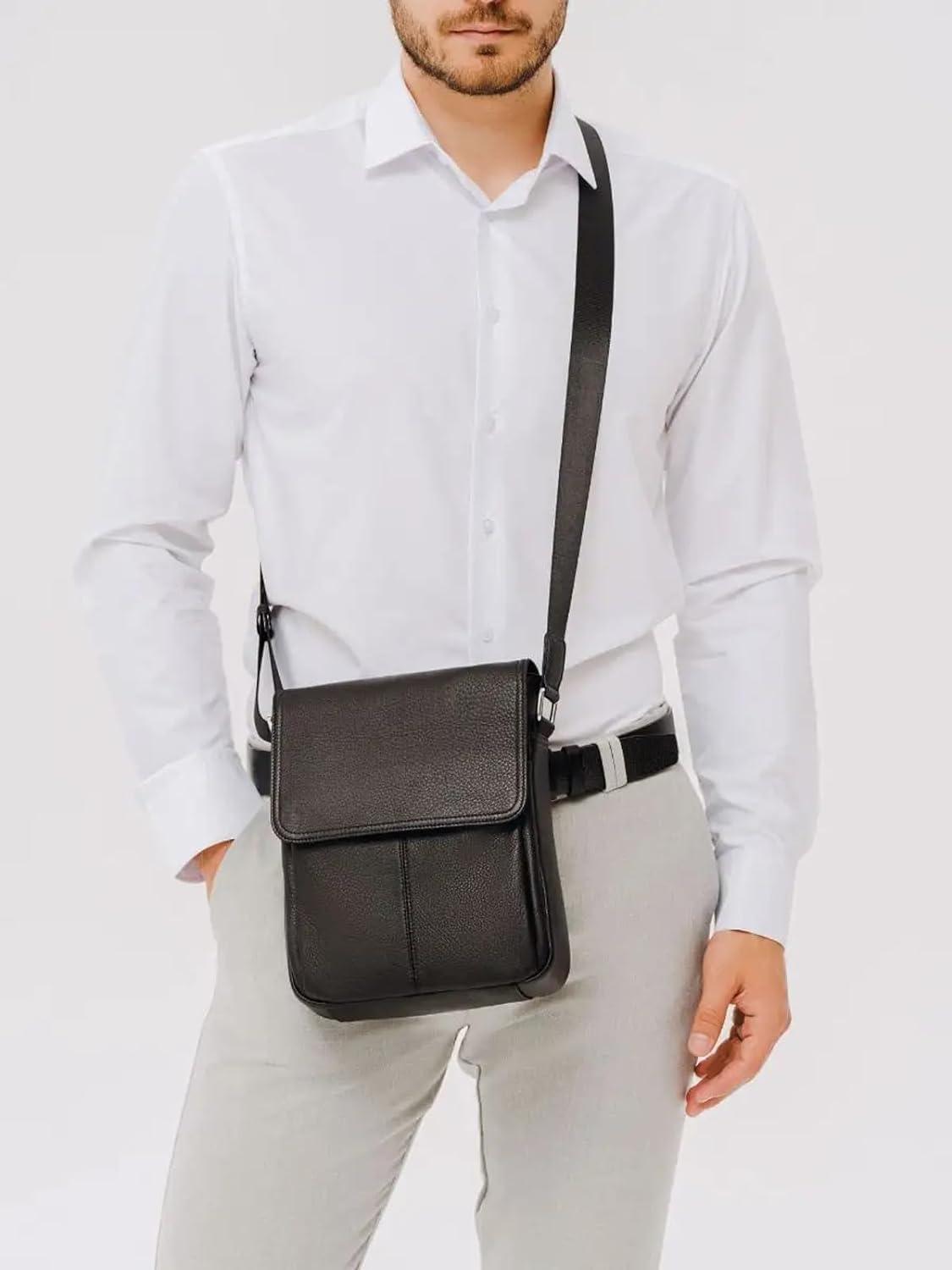 10 Men's Compact Genuine Leather Crossbody Bag