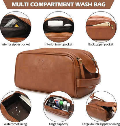 21 Men's Leather Duffel Bag with Toiletry Bag