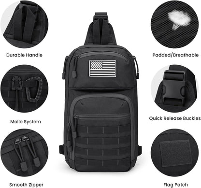 16 Men's 10L MOLLE Tactical Sling Backpack