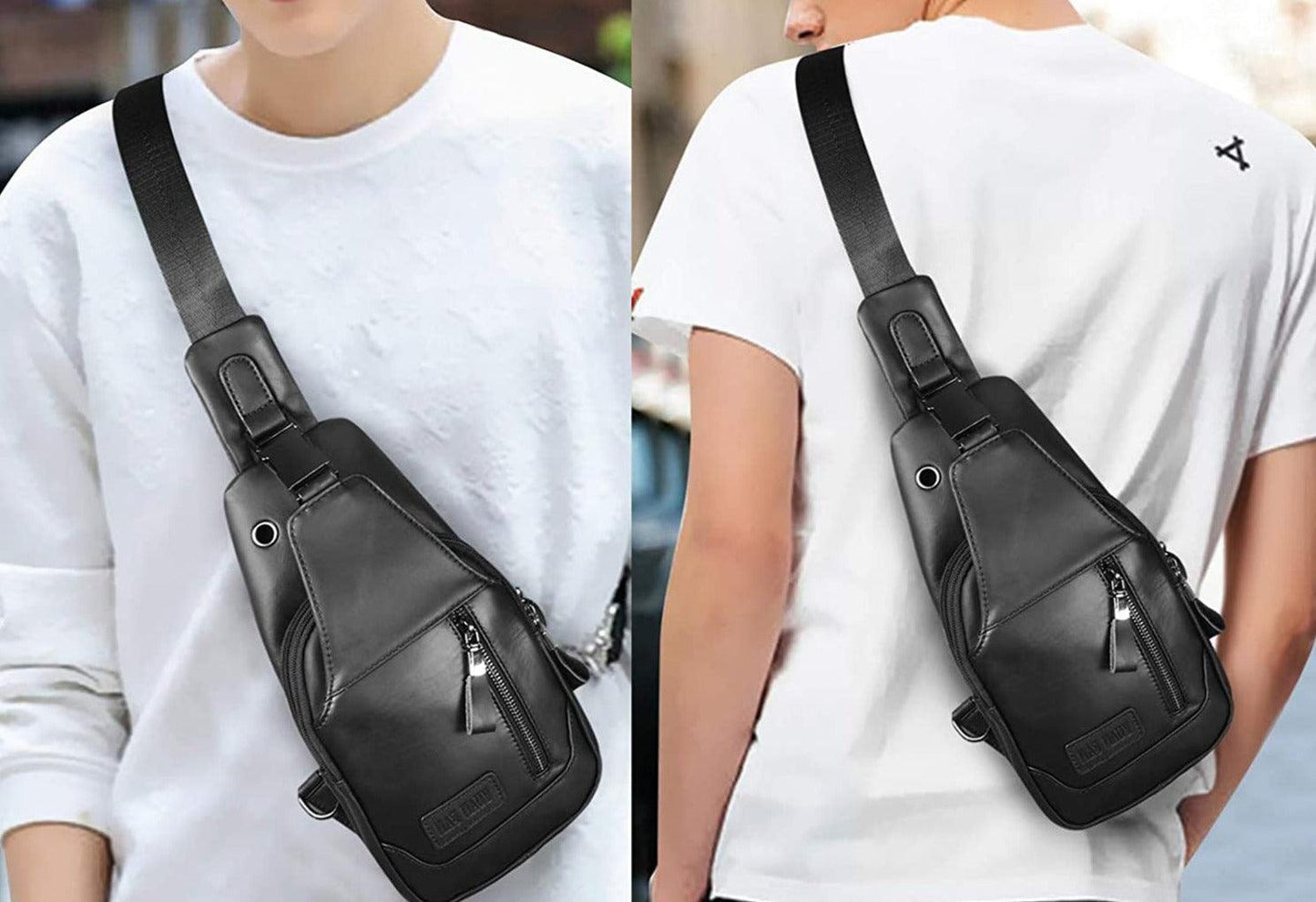 12 Men's Premium Leather Crossbody Sling Bag