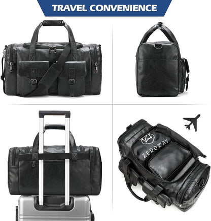 21 Men's Leather Duffel Bag with Toiletry Bag