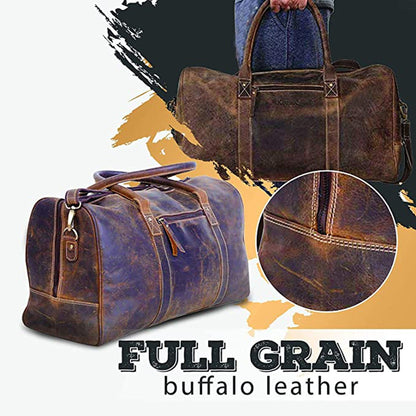 20 Men's Vintage Distressed Buffalo Leather Duffle Bag