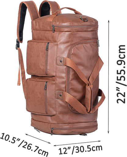 22 Leather Multi-Functional Weekender Duffel Bag