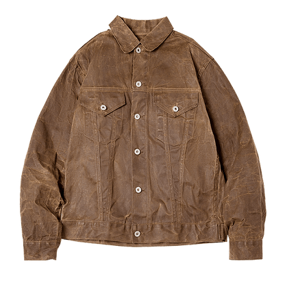 Retro Male Oil Waxed Canvas Coats Cotton Jacket