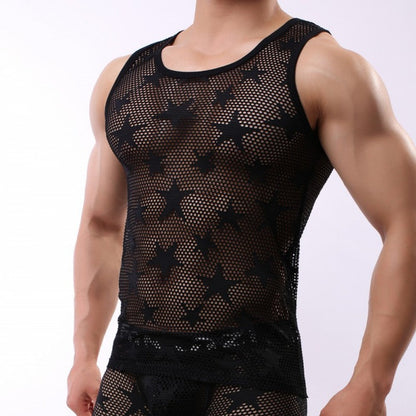 Men's star mesh breathable underwear vest