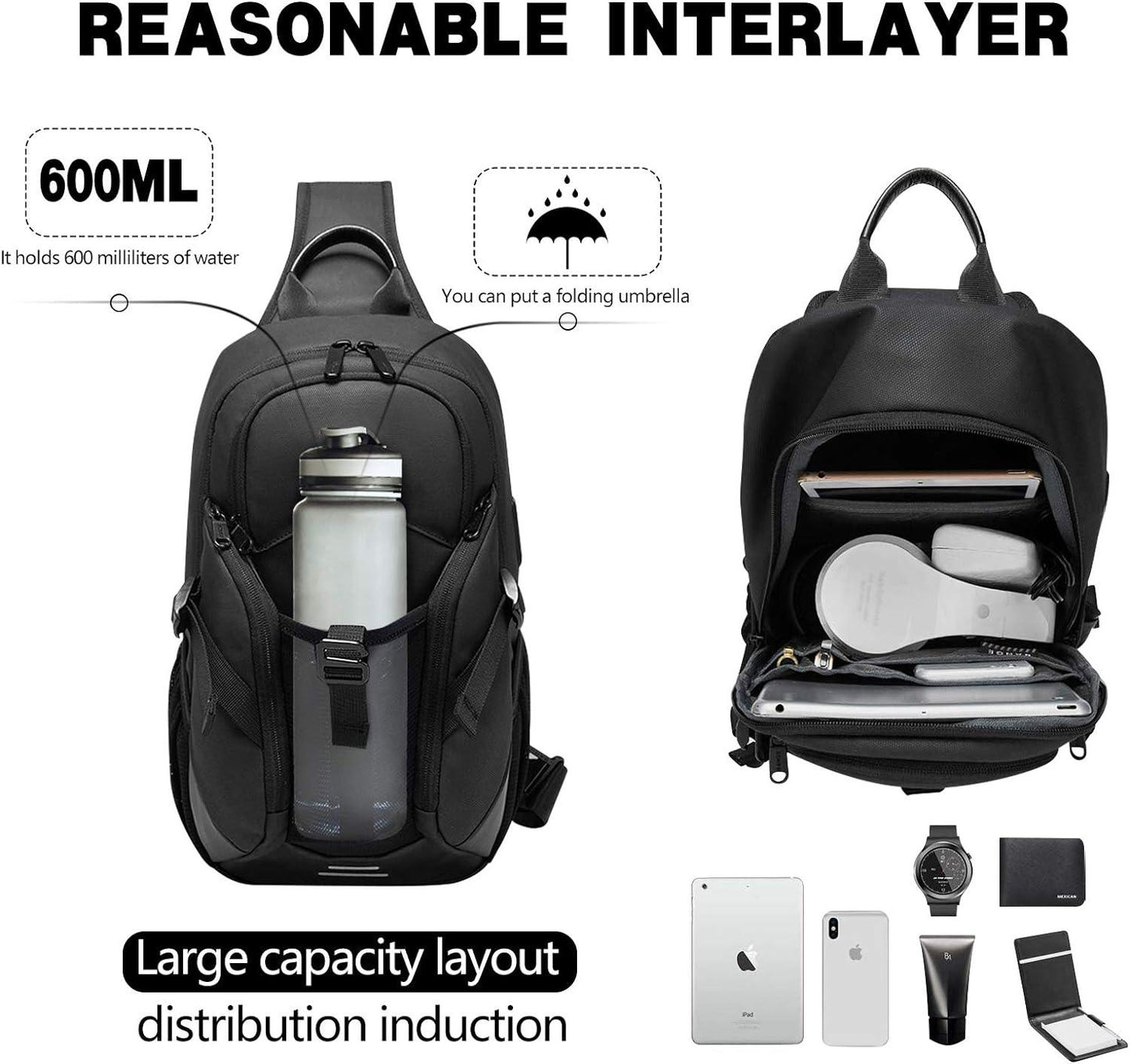 14 Men's Large Capacity Sling Bag