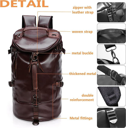 18 Men's Leather Travel Duffel Bag