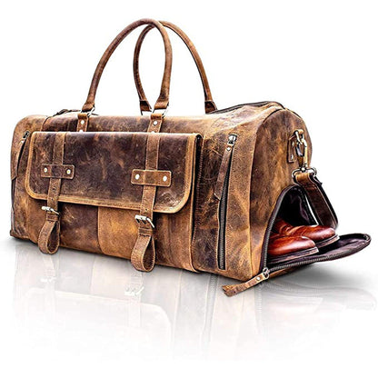 20 Men's Distressed Leather Duffle Bag