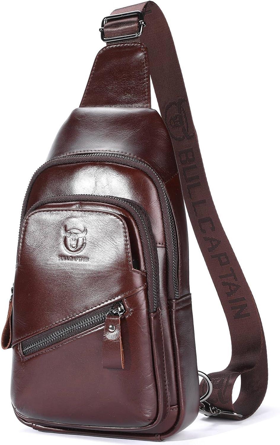 12 Men's Leather Crossbody Chest Bag