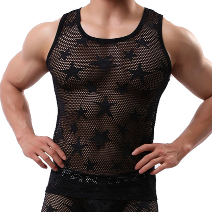 Men's star mesh breathable underwear vest