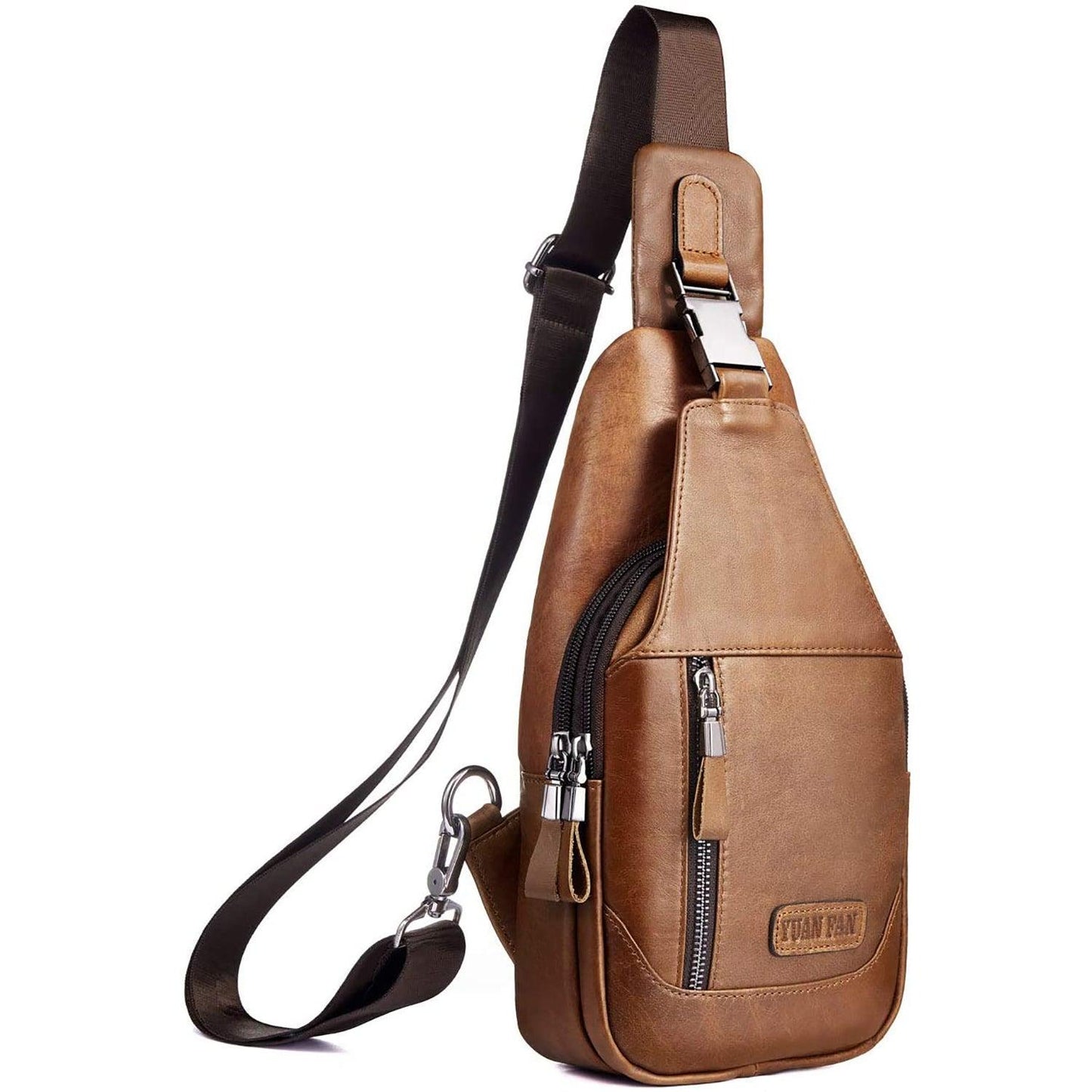 12 Men's Premium Leather Crossbody Sling Bag