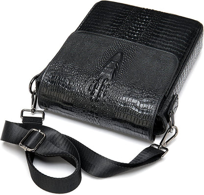 11 Men's Leather Crocodile Embossed Sling Bag