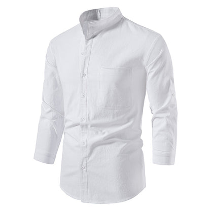 Men Casual Blouse Cotton Linen Shirt Loose Tops