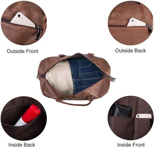 24 Men's Leather Travel Duffel Bag