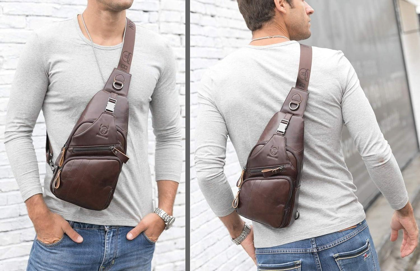 12 Men's Leather Crossbody Chest Bag