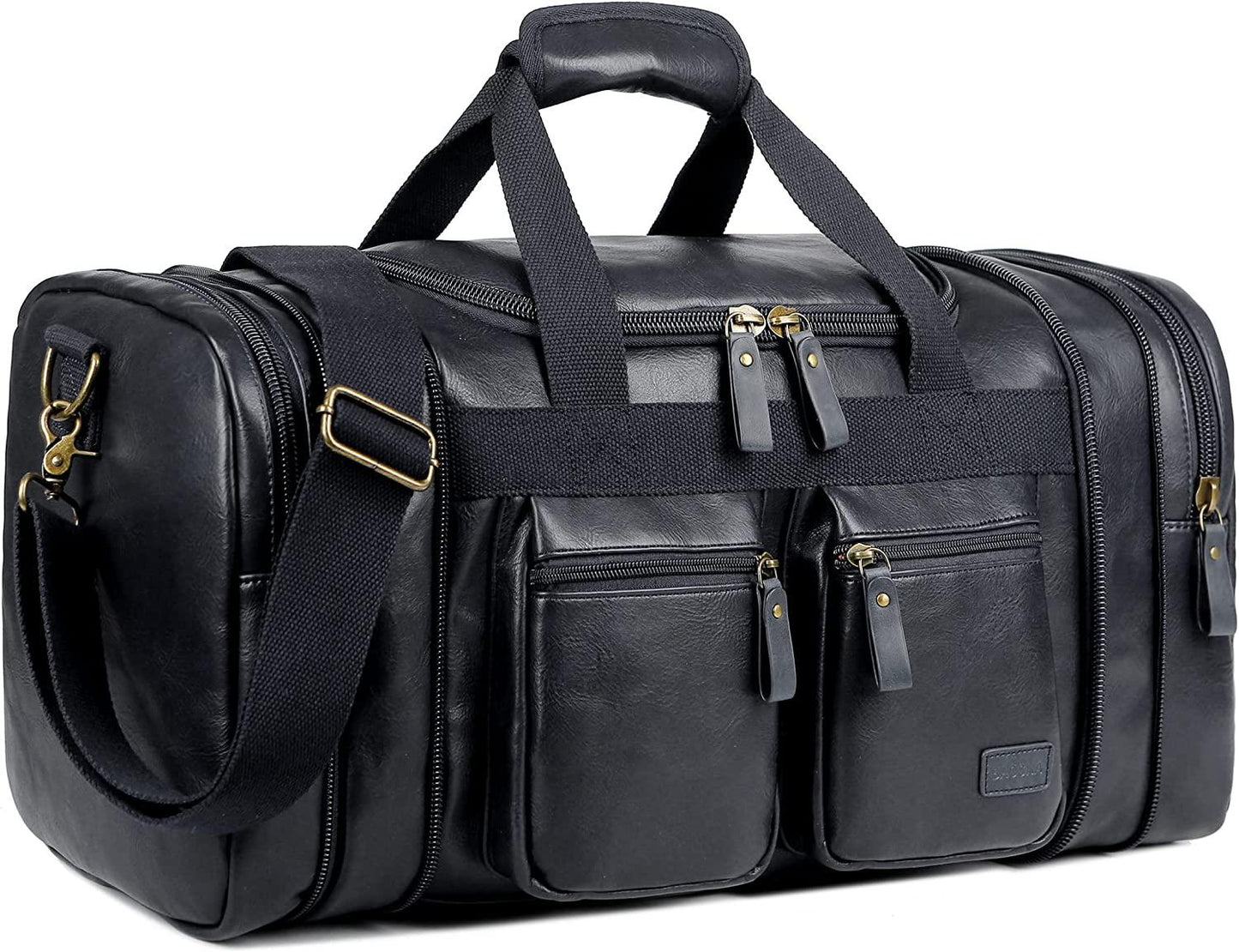 21 Men's Leather Expandable Duffel Bag