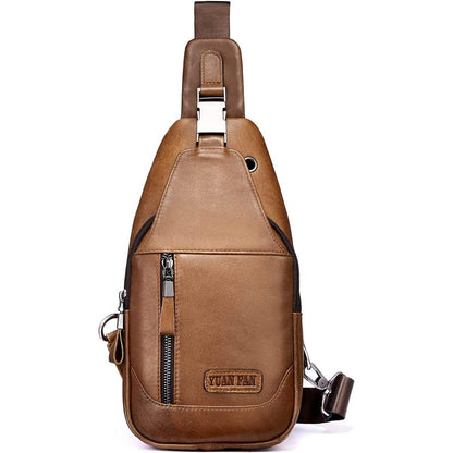 12 Men's Premium Leather Crossbody Sling Bag