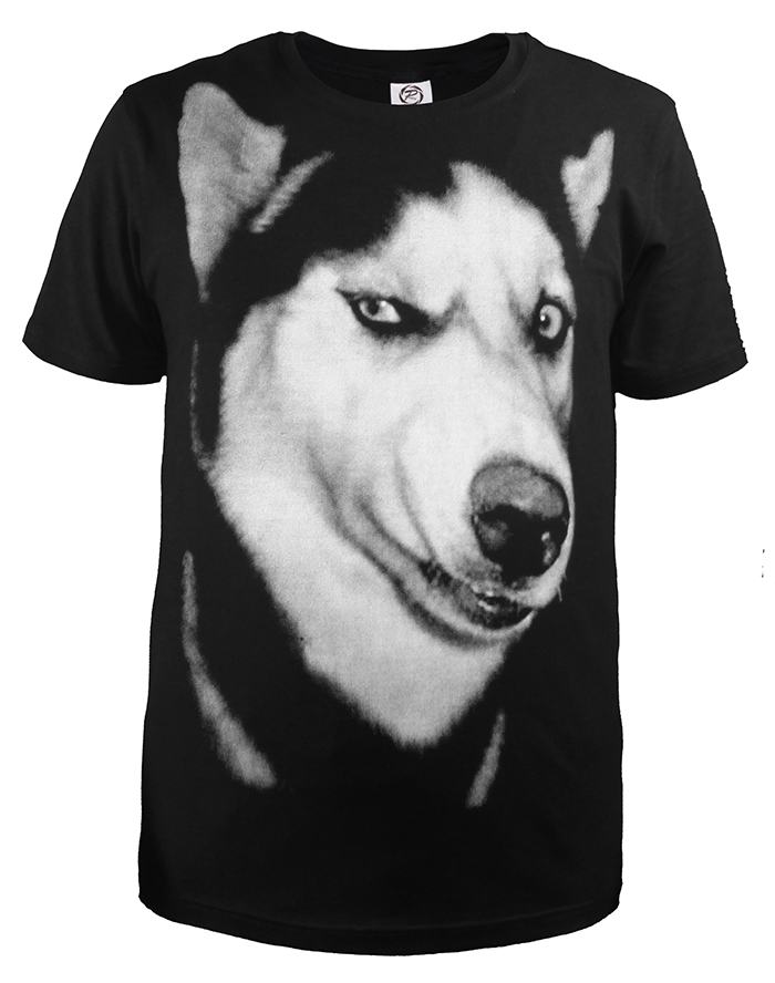 Husky T-shirt Funny than despising eyes doge god annoying dog black short sleeve